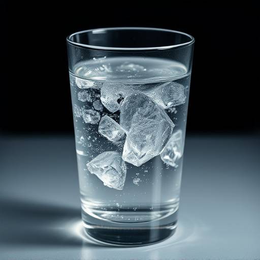 Close-up of a glass of fresh, clear water with condensation on the outside